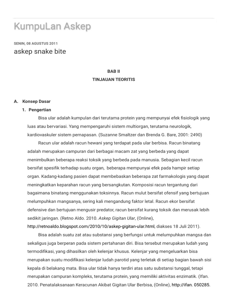 askep snake bite